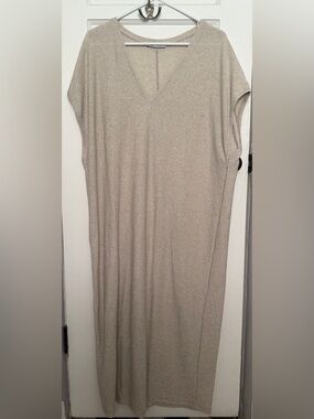 Zara Beige V-Neck Maxi Dress - Lightweight Casual Wear - Size M